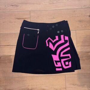 jamie sadock Black Mini Skirt with Pink Graphic Accent